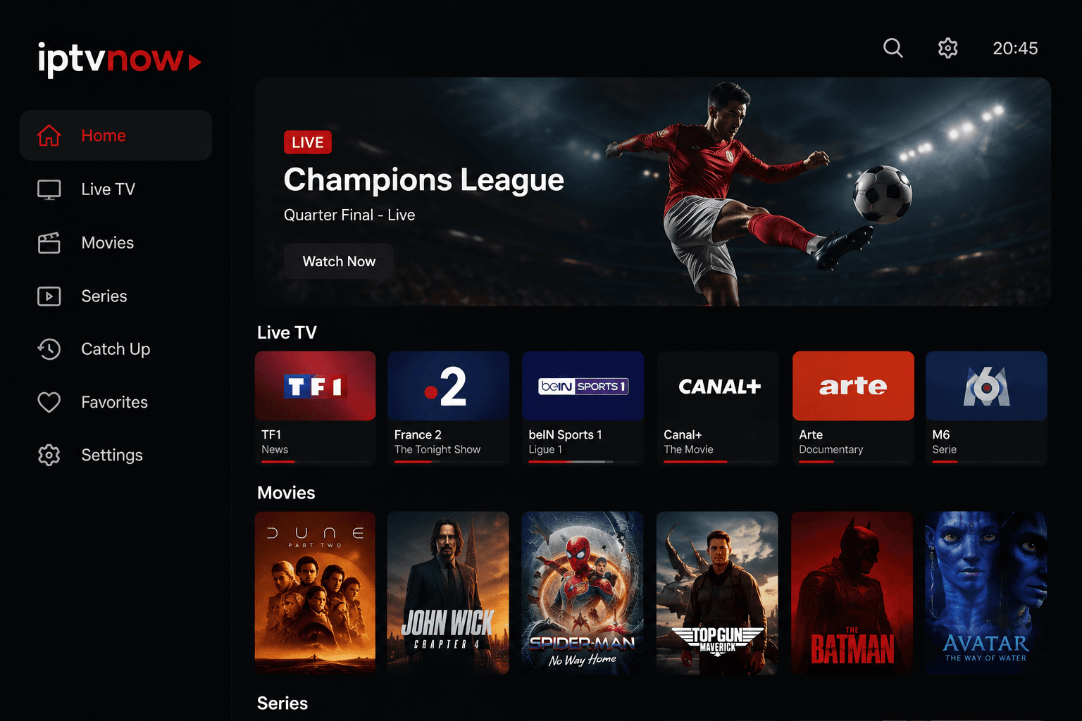 Easy IPTV app interface preview